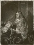 Die grosse Judenbraut by Rembrandt Harmensz van Rijn, 1635, Radierung, Kupferstich und kalte Nadel, sold Jun 2017