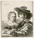 Rembrandt mit Saskia by Rembrandt Harmensz van Rijn, 1636, Radierung, sold Jun 2017