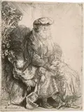 Abraham Isaak liebkosend by Rembrandt Harmensz van Rijn, 1637, Radierung Um, sold Jun 2017