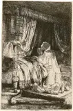 David betend by Rembrandt Harmensz van Rijn, 1652, Radierung, mit der kalten Nadel überarbeitet, sold Jun 2017