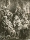 Joseph seine Träume erzählend by Rembrandt Harmensz van Rijn, 1638, Radierung, sold Jun 2017