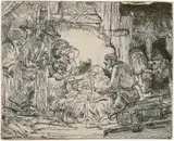 Die Anbetung der Hirten mit der Lampe by Rembrandt Harmensz van Rijn, 1654, Radierung Um, sold Jun 2017