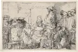 Jesus als Knabe unter den Schriftgelehrten sitzend by Rembrandt Harmensz van Rijn, 1654, Radierung, vielleicht mit der kalten Nadel leicht überarbeitet, sold Jun 2017