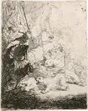 Rembrandt Harmensz van Rijn, Die kleine Löwenjagd, mit zwei Löwen