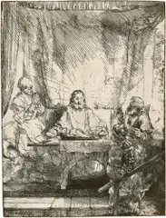 Rembrandt Harmensz van Rijn, Christus in Emmaus, 1654, Radierung und Kupferstich