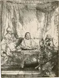 Christus in Emmaus by Rembrandt Harmensz van Rijn, 1654, Radierung und Kupferstich, sold Jun 2017