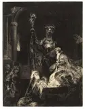 Die Darstellung im Tempel, in dunkler Manier by Rembrandt Harmensz van Rijn, 1654, Radierung, mit der kalten Nadel überarbeitet Um, sold Jun 2017