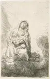 Maria mit dem Christkind in den Wolken by Rembrandt Harmensz van Rijn, 1641, Radierung, mit der kalten Nadel überarbeitet, sold Jun 2017