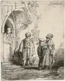 Die drei Orientalen by Rembrandt Harmensz van Rijn, 1641, Radierung, mit der kalten Nadel überarbeitet, sold Jun 2017