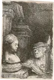 Der Zeichner nach einem Gipsmodell bei Kerzenlicht by Rembrandt Harmensz van Rijn, 1641, Radierung Um, sold Jun 2017