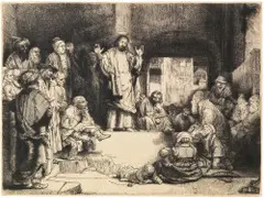 Rembrandt Harmensz van Rijn, Christus lehrend, genannt «La petite Tombe», 1657, Radierung, mit der kalten Nadel überarbeitet Um