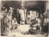 Christus lehrend, genannt «La petite Tombe» by Rembrandt Harmensz van Rijn, 1657, Radierung, mit der kalten Nadel überarbeitet Um, sold Jun 2017