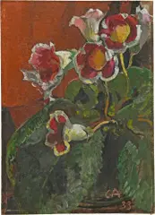 Gloxinia by Cuno Amiet, 1933, Öl auf Sperrholzplatte, sold Jun 2017