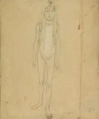 Mädchenakt by Cuno Amiet, Bleistiftzeichnung, weiss gehöht, sold Jun 2017