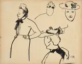Cuno Amiet, Frauen in Trachten, 1915, Feder in Tusche