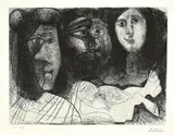 Pablo Picasso, Autoportrait, avec deux femmes, Radierung, Mezzotinto und Kaltnadel