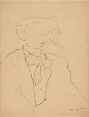 Albert Marquet, Portrait d’homme aux lunettes (recto/verso), Kohlezeichnung auf Papier
