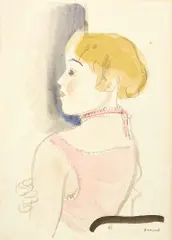 Maurice Barraud, Jeune femme aux cheveux blonds, 1919, Aquarell und Bleistift