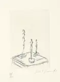 Trois figurines sur une sellette. III by Alberto Giacometti, Radierung, sold Jun 2017
