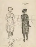 Pierre Bonnard, Trois Femmes sur la plage d’Arcachon, 1922, Bleistift und schwarze Kreide