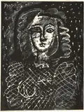 Buste au fond étoilé by Pablo Picasso, Lithographie, sold Jun 2017