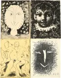 Fernand Mourlot. Picasso Lithograph I-IV by Pablo Picasso, Paris, André Sauret, 1949–1964 Orig.-Broschur mit den Orig.-Lithographien auf den Umschlägen von 1949–1956 und je 1 Orig, sold Jun 2017