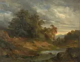 Alexandre Calame, Arbres au bord d’une rivière, Öl auf Leinwand