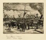 Camille Pissarro, Saint-Thomas (Antilles) 1830–1903 Paris Port de Rouen (Saint-Sever), Radierung, Schaber und Kaltnadel
