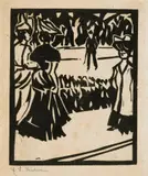Flanierende Leute by Ernst Ludwig Kirchner, 1905, Holzschnitt, sold Jun 2017