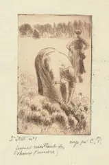 Saint-Thomas (Antilles) 1830–1903 Paris Femme cueillant des choux by Camille Pissarro, Radierung, sold Jun 2017