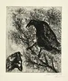 Marc Chagall, Le Corbeau et le Renard, Blatt der Suite zu «Les Fables de la Fontaine» Radierung