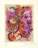 L’Ecuyère au cheval rouge by Marc Chagall, 1957, Farbige Lithographie, sold Jun 2017