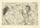 Homme barbu avec une femme nue by Pablo Picasso, Pinselätzung und Stichel, sold Jun 2017
