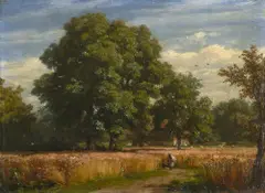 Schellenmatt by Robert Zünd, Ölfarben auf Holz, sold Jun 2017