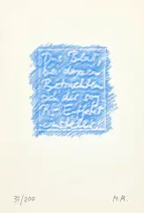 Stähli-Mappe by Markus Raetz, 1970, Zürich, Edition Stähli, 1970 Folge von 31 Blättern in verschiedenen Techniken, in gelber Orig.-Dokumenten-Mappe mit aufg, sold Jun 2017