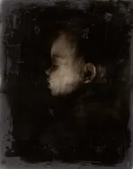Robert Fundis, Claudia I, 2012, Kohle, Bleistift, Tinte, Schellack und Putz auf Holz
