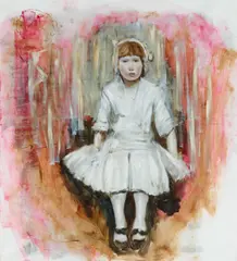 Sitzendes Mädchen by Axel Geis, 2009, Öl auf C À Grain Canson, sold Oct 2019