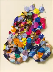 Amélie Grözinger, "Burning No # 3", 2012, Papier, gefaltet und partiell angesengt auf festem Papier