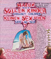 Paule Hammer, "Warum sollen Kinder keinen Sex sehen? + Fragen zur Scham", 2011, Acryl auf Leinwand