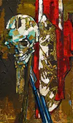 Katrin Heichel, Die letzte Ehre, 2007, Eitempera, Öl und Blattsilber auf Leinwand