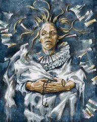 "Der Tod der Blinden" by Katrin Heichel, 2010, Öl und Papier auf Leinwand, sold Oct 2020