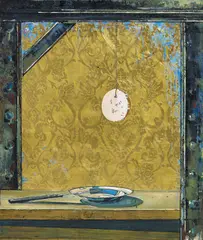 "Ich bin kein Berliner" by Katrin Heichel, 2008, Eitempera, Blattgold und Öl auf Leinwand, sold May 2020