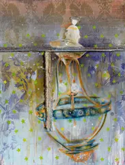 Fides Becker, "Schein", 2009, Acryl und Eitempera auf Leinwand und Dekostoff