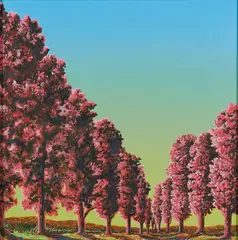 Mala Iqbal, "Birken Allee", 2006, Acryl und Gouache auf Holz
