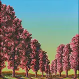Mala Iqbal, "Birken Allee", 2006, Acryl und Gouache auf Holz