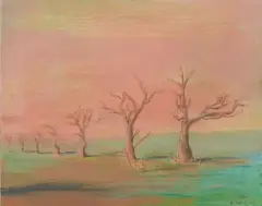 Friederike Jokisch, Baumreihe, 2011, Öl und Ölpastell auf Leinwand