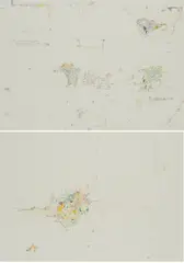 Jens Joneleit, "Scape 1" und "No Focus 1", 2009, Jeweils Buntstift auf Papier