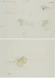 Jens Joneleit, "Scape 1" und "No Focus 1", 2009, Jeweils Buntstift auf Papier