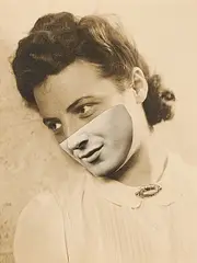 Sabrina Jung, Masken #48 Ernestine, 2010, Collage auf Vintage-Fotografie