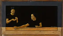 Agate Apkalne, Three sunsets, 2007, Öl auf Holz